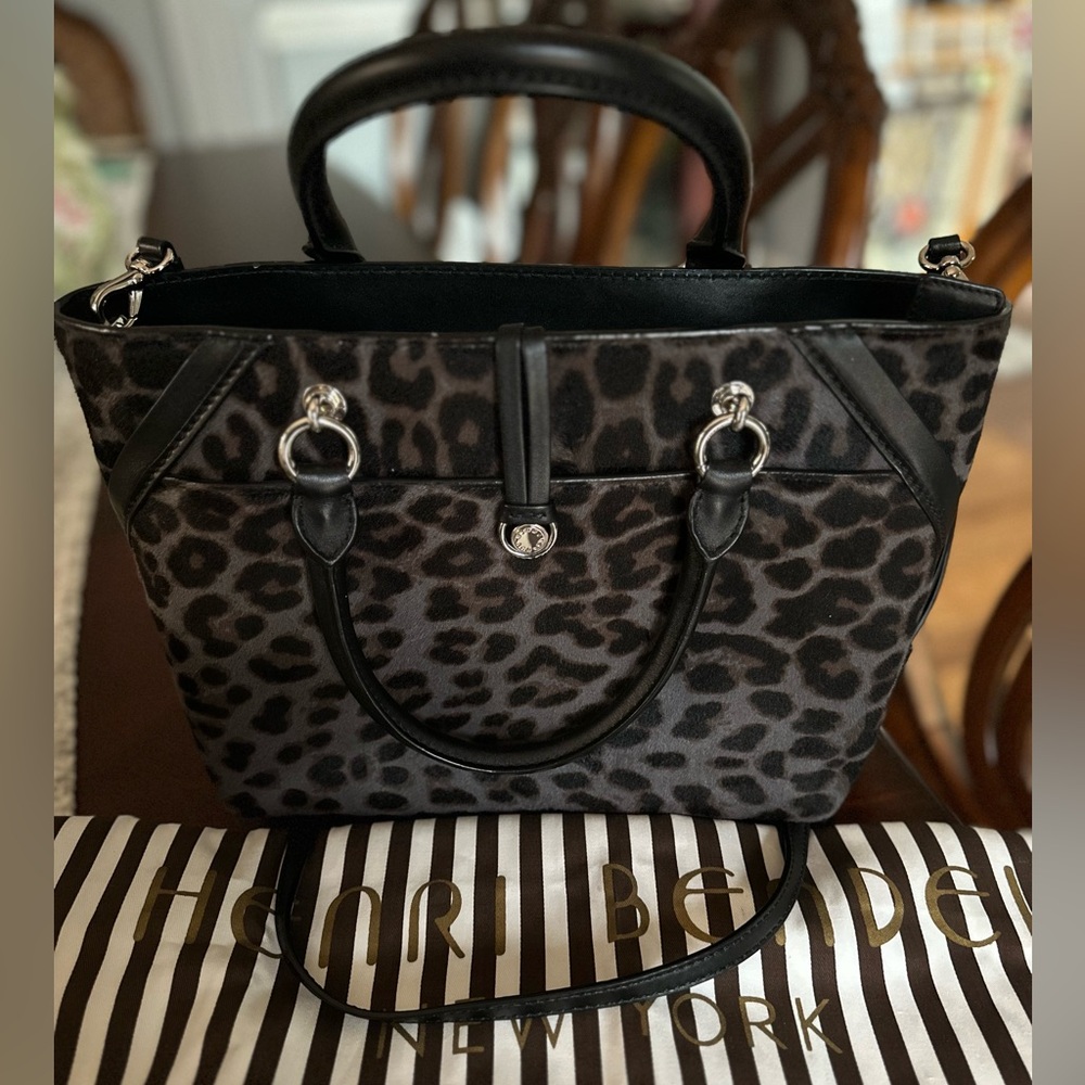Henri Bendel Lafayette Satchel w/ Crossbody Strap in Leopard, EUC!